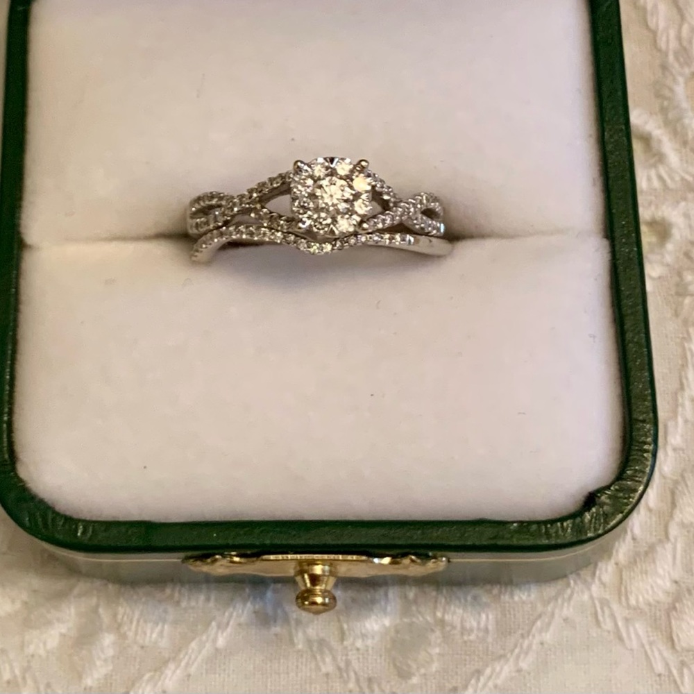 14K White Gold .45 Carat Diamond Engagement Ring & Wedding Band Set